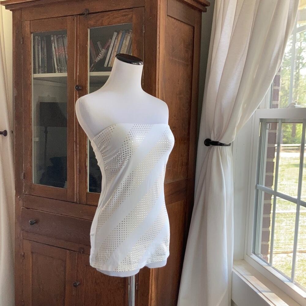 Express Gold and White Pullover Tube Top, Size XS